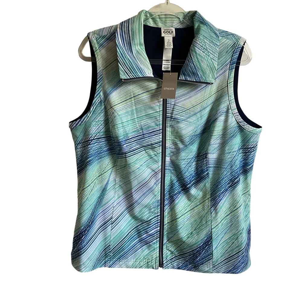 Chico's Zenergy Golf Blue and Green Reversible Full Zip Vest - Large - NEW